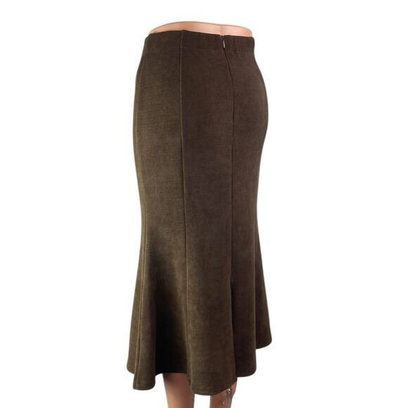 Sevengirl Women's Brown Knit Fleece High Waisted Zip Midi Fishtail Skirt Size S - Picture 3 of 6